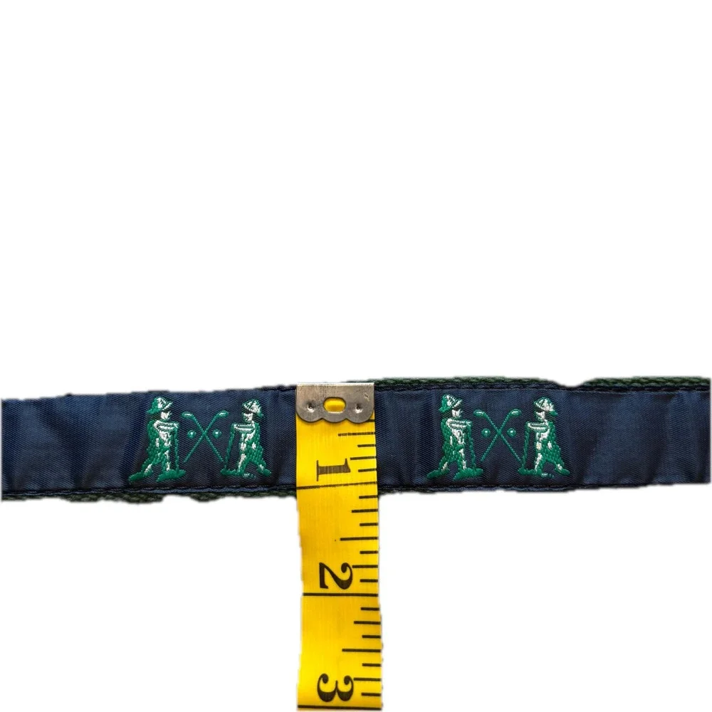 Leather Man Ltd Mens Golf Ribbon Belt Navy Leather Brass Buckle Size 40 USA Made
